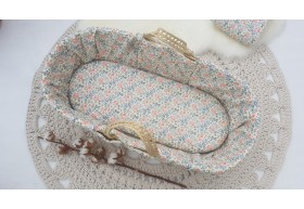 Luxury Moses Basket Dressed with Liberty Cotton.